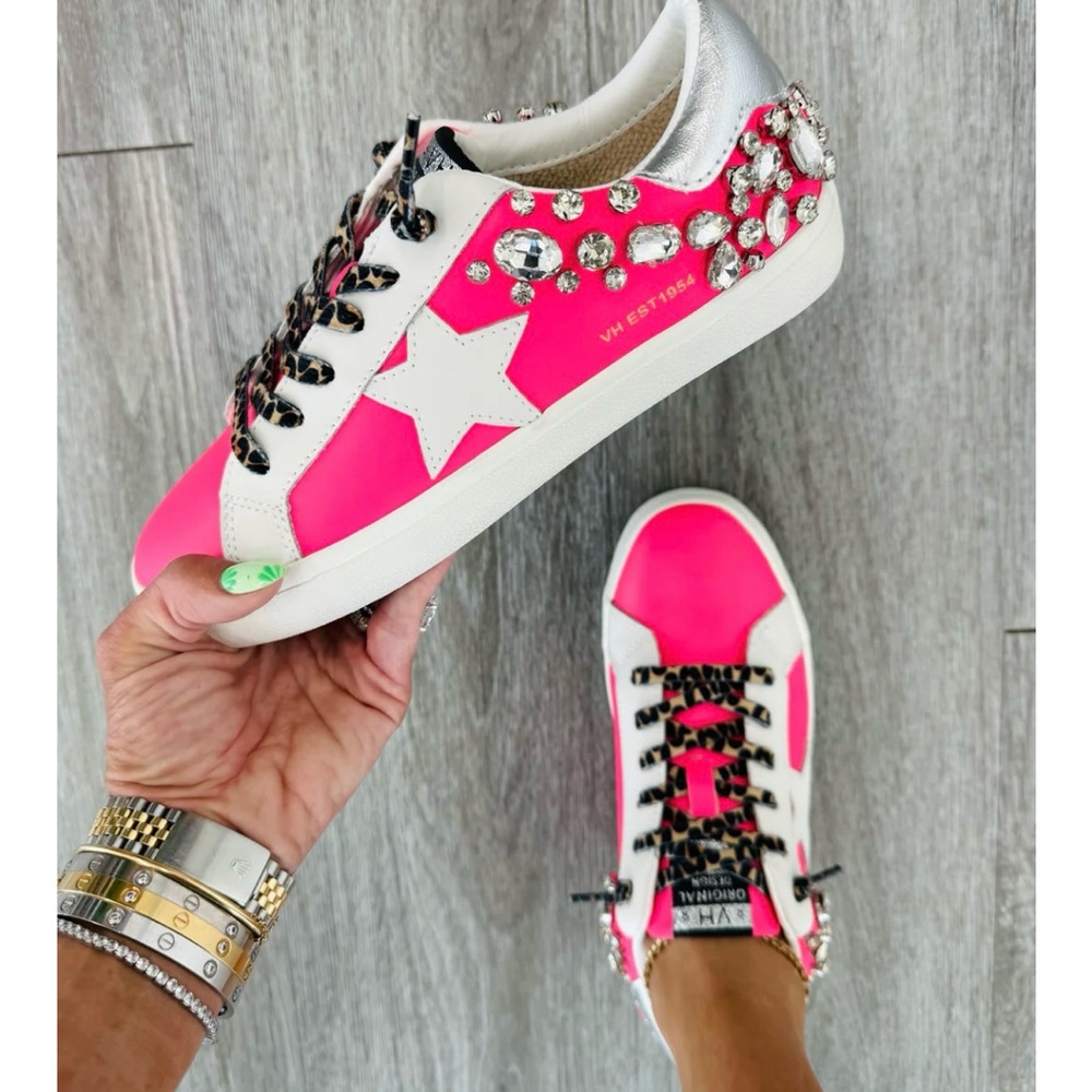 Vintage Havana Pink and White Star Sneakers